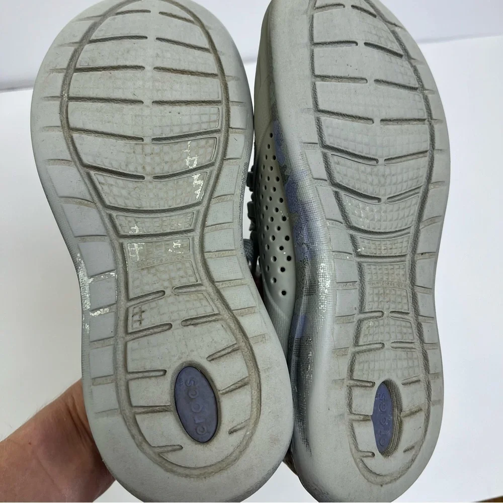 CROCS LiteRide Pacer Gray Perforated Lace-Up Shoes 206494 Women's 6W
